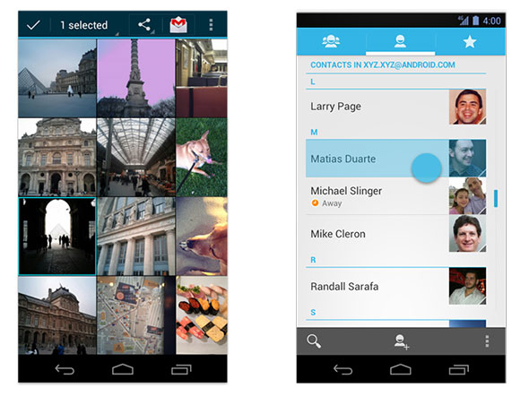 Elementos lista cuadricula en una app