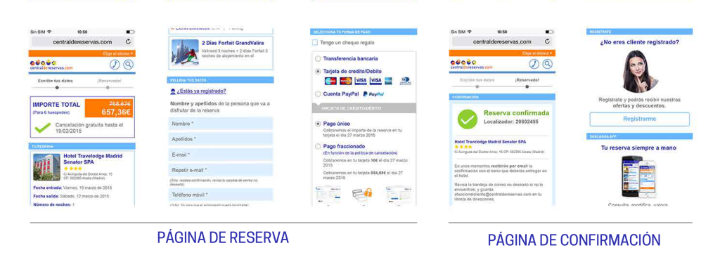 Página de reserva móvil