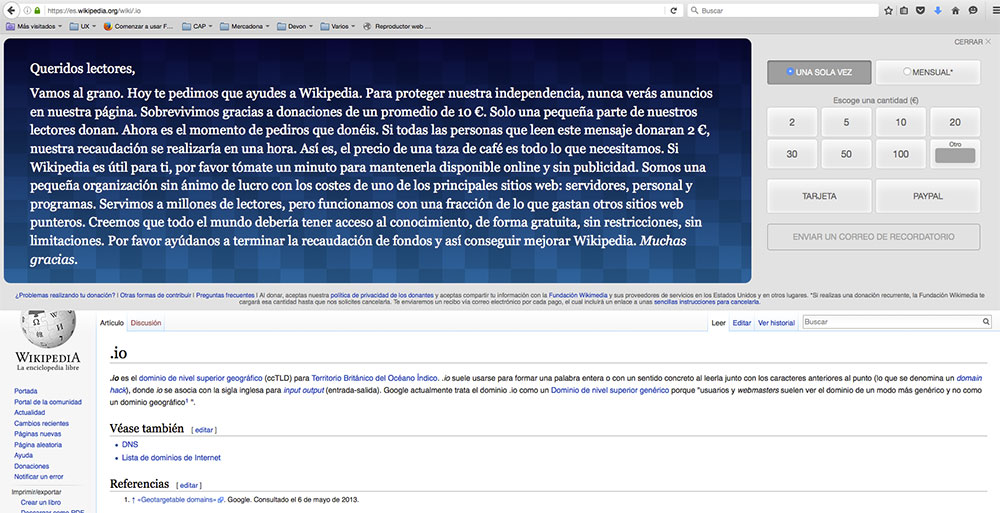 wikipedia diseño donaciones