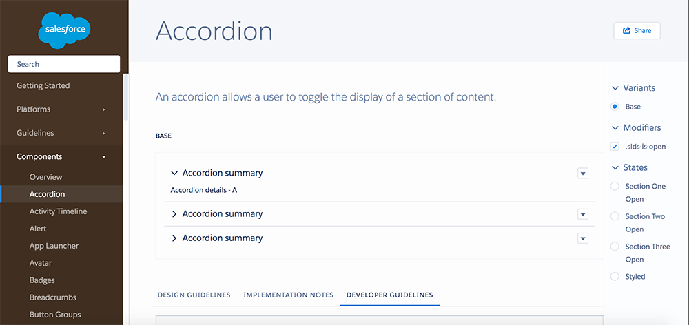 Salesforce Lightning Design System