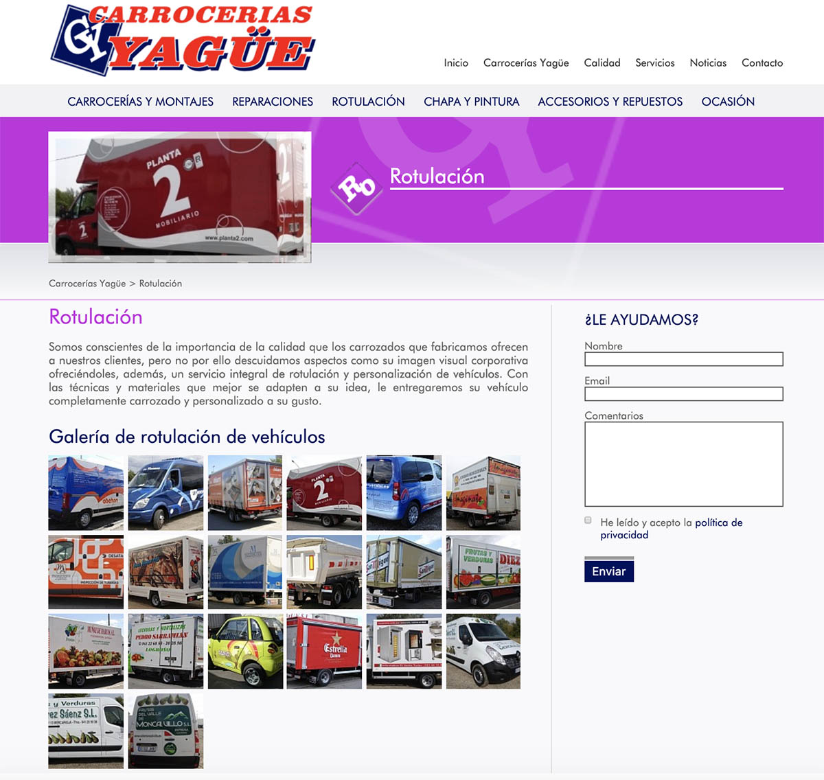 Diseño pagina web Yague