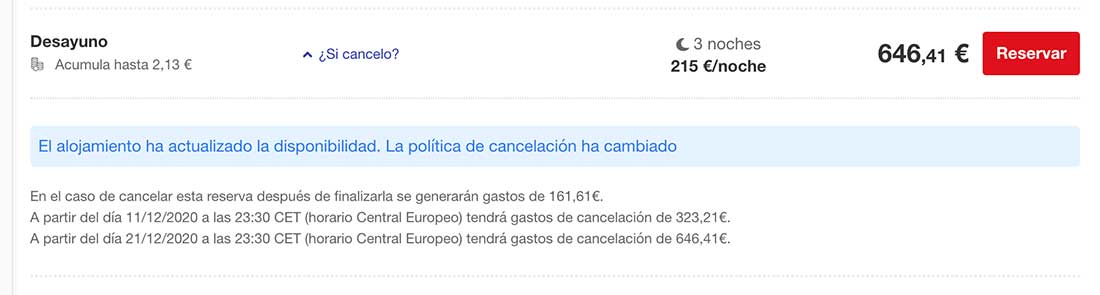 Política de cancelación cambia